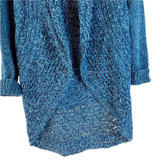 Women’s Eddie Bauer Two Tone Knot Blue Open Front Cardigan- Sz- M - Picture 5 of 10